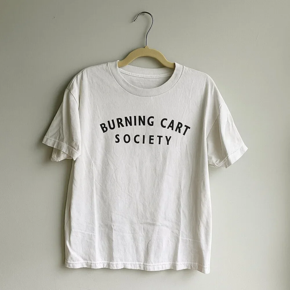 Burning Cart Society Golf T-Shirt – Alstyle Classic Blank – White – Size M - Picture 1 of 4